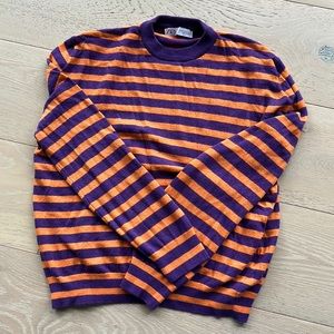 Zara - crewneck orange / purple stripy sweater, size M